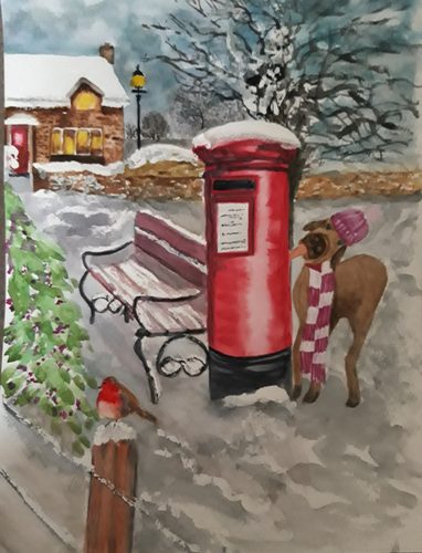 Carol W. Royal lick of approval, watercolour.